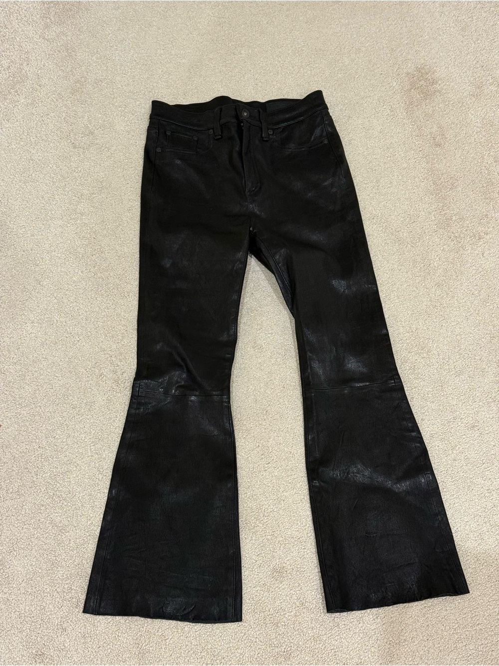 Rag & Bone Black Lamb Leather Flare Pants